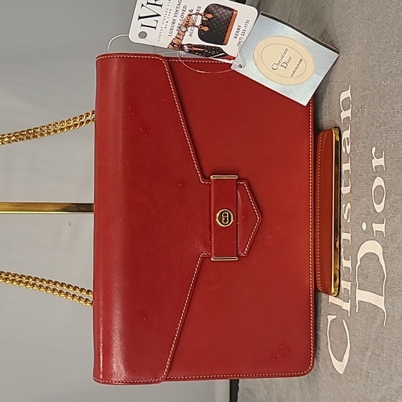 Dior Handbags - DIOR VINTAGE 2000'S STUNNING RED CALFSKIN LEATHER 3-WAY BAG CONTRAST STITCH/GOLD